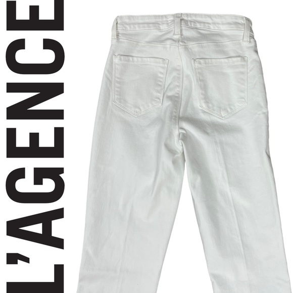 NWOT L'AGENCE Selma High Rise Sleek Baby Boot Jeans Blanc Size 25 Revolve $255 - Picture 9 of 14